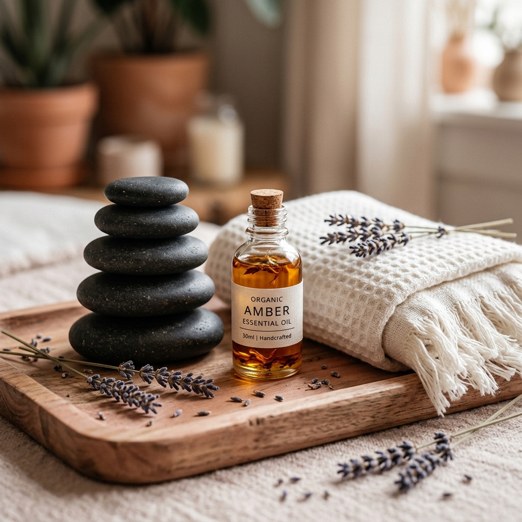 Holistic warm basalt hot stone massage essential oils